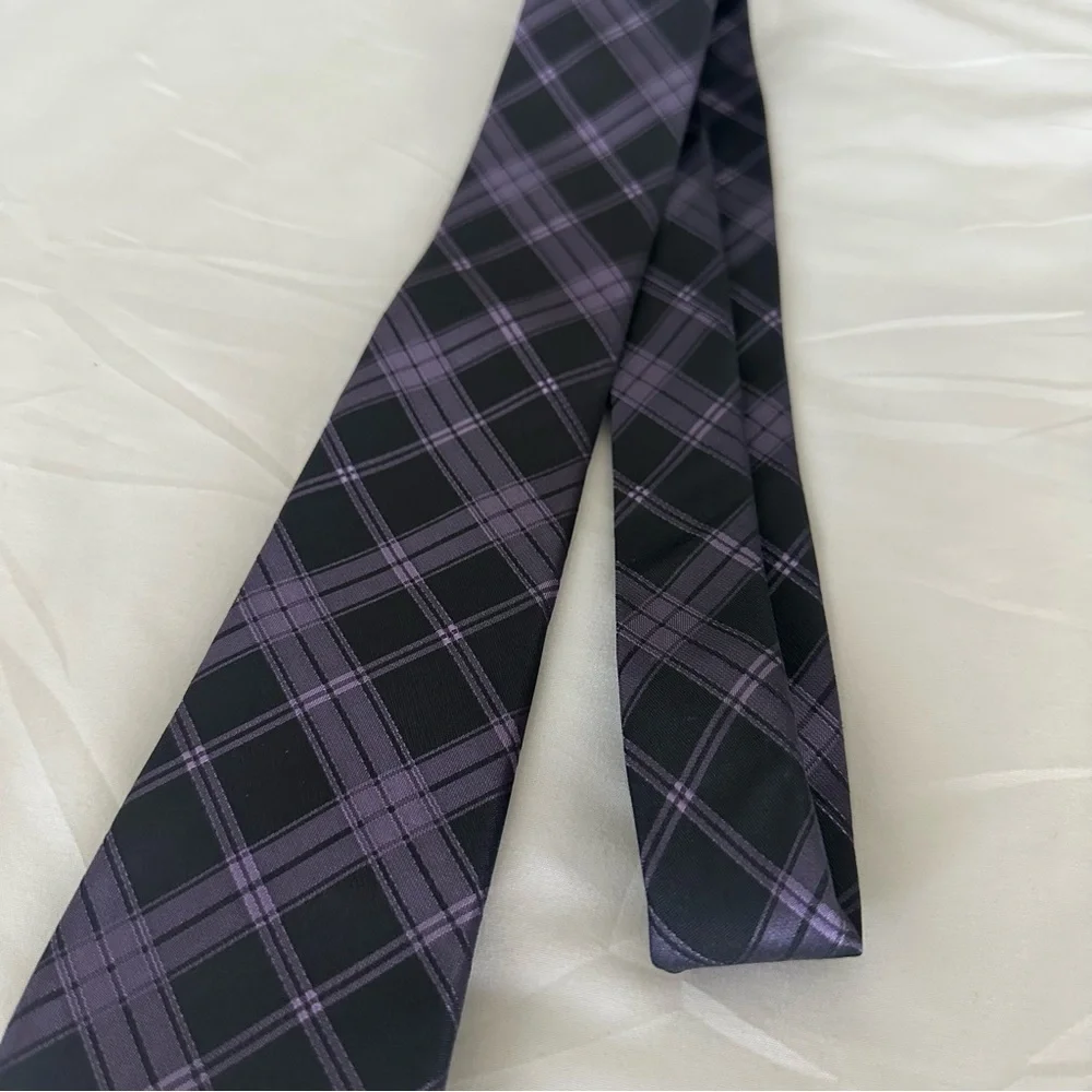 Chaps Black and Purple Checkered Silk Tie